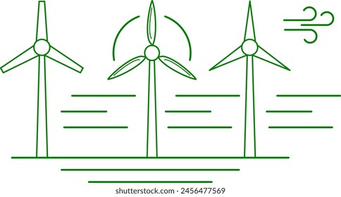 wind energy - minimal line web icon for application. simple vector,renewable energy,sustainable,clean energy