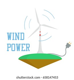Wind energy power. Turbine electricity flat design isolated