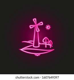 Wind energy sun tree neon style icon. Simple thin line, outline vector of landspace icons for ui and ux, website or mobile application