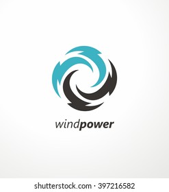 Wind energy symbol design template. Air conditioning vector logo concept. Abstract swirl icon. Circle bolt symbols. 