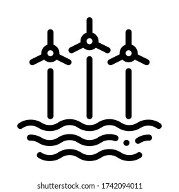 wind energy technology among sea icon vector. wind energy technology among sea sign. isolated contour symbol illustration