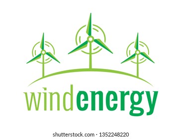 wind energy with three wind turbines logo. can be used for infographic wind energy and wind turbine