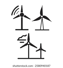 Wind energy turbine to generate renewable energy flat vector icon