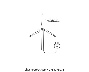 Wind energy, wind turbine icon. Vector illustration, flat design.