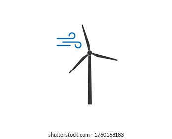 Wind energy, wind turbine icon. Vector illustration, flat design.