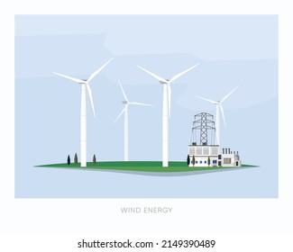 wind energy, wind turbine power plant supply electricity to the factory and city