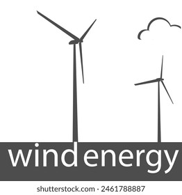 Wind energy, wind turbines. Vector illustration