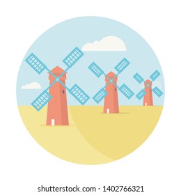 Wind energy vector badge. Nature and ecology related vector illustration in flat style. 