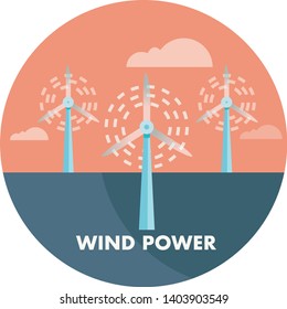 Wind energy vector badge. Nature and ecology related vector illustration in flat style.