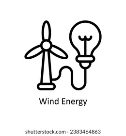 Ilustración de diseño del contorno del vector de energía eólica. Símbolo del archivo EPS 10 de fondo blanco 