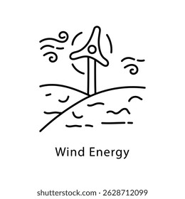 Wind Energy Vector Outline Style Icon. Eps 10 file