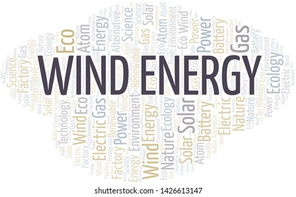Wind Energy word cloud. Wordcloud made with text only.