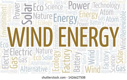Wind Energy word cloud. Wordcloud made with text only.