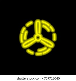 Wind engine yellow glowing neon ui ux icon. Glowing sign logo vector