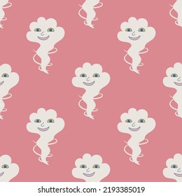 Wind with face vector seamless pattern. Cute repeat background for textile, design, fabric, cover etc.	
