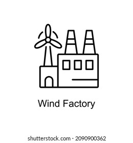 Wind Factory vector outline icon for web isolated on white background EPS 10 file