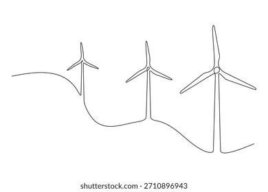 Estilo mínimo de desenho de linha contínua do parque eólico