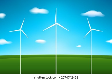 Wind farm. Eco-friendly energy source. Vector illustration.