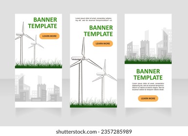 Plantilla de diseño de banner web para equipos eólicos. Volante vectorial con espacio de texto. Cartel publicitario con espacio de copia personalizado. Afiche para anuncios que se puede imprimir. Fuentes ariales, calibri normales utilizadas