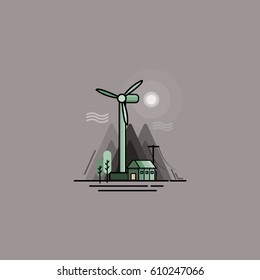 Wind farm , flat with outlines