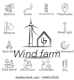 wind farm hand draw icon. Element of farming illustration icons. Signs and symbols can be used for web, logo, mobile app, UI, UX