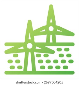 Windfarm-Symbol in Farbverlauf grüner Stil Vektorgrafik
