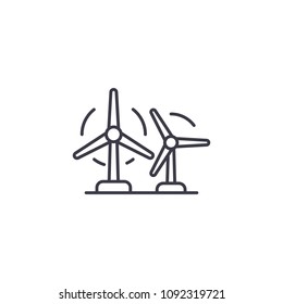 Wind Farm Linear Icon Concept. Wind Farm Line Vector Sign, Symbol, Illustration.