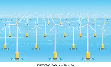 Wind farm in the Sea, Wind Turbine in a Windfarm