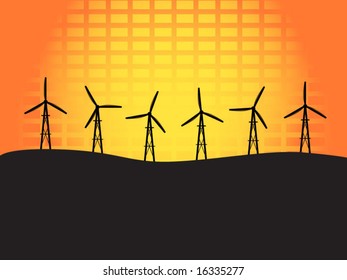 Wind Farm at Sunset