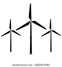 Wind Farm with Turbines Climate Change Conservation Renewable Icon Vector Illustration