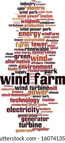 Wind farm word cloud concept. Collage made of words about wind farm. Vector illustration