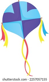 Wind festival toy. Colofrul kite cartoon icon