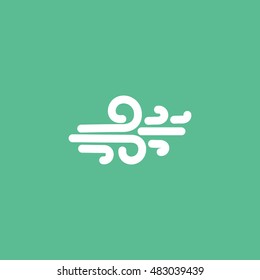 Wind Flat Icon On Green Background