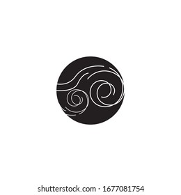 Wind flat line logo template vector illustration
