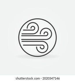 Wind Flows inside Circle vector concept icon or symbol in thin line style