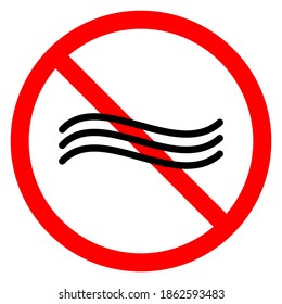 El viento está prohibido. Icono de paro de viento. Ilustración vectorial. Sin icono de viento.