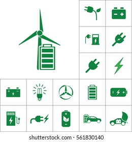 wind generator, alternative energy set on white background