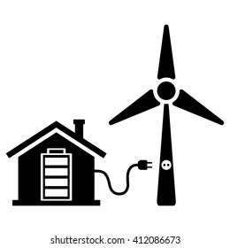 wind generator charge home battery on white backgrond