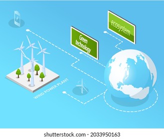Wind generator for clean environmentally friendly renewable alternative energy. Wind turbines for electricity producing. Power production using green technology to protect environment on planet