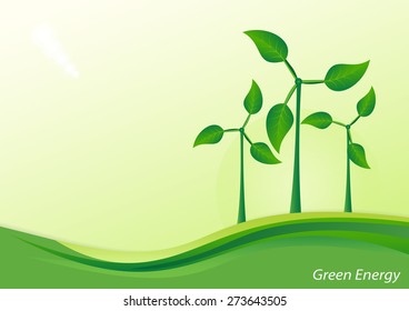 Wind generator, green energy. Vector  background.