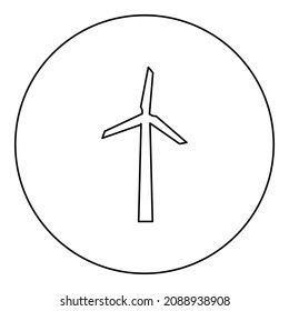 Wind generator icon in circle round black color vector illustration image outline contour line thin style simple