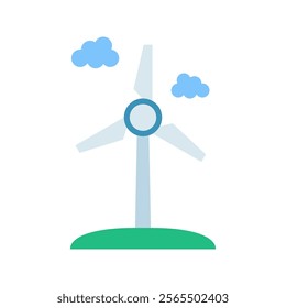 Wind generator icon. Wind turbine as a symbol of green technology, harnessing wind power. Vector illustration.