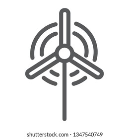 Wind generator line icon, ecology and energy, wind turbine sign, vector graphics, a linear pattern on a white background, eps 10.