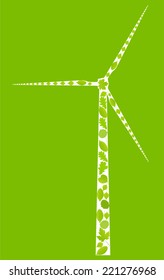 Wind generator made with leaves vector ecology background concept