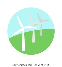 Wind generator round icon. Vector simple color flat illustration.