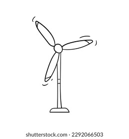 Wind generator turbine hand drawn outline vector illustration. Isolated on white background