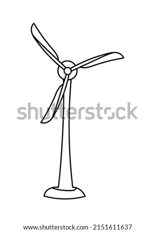 Wind generator turbine hand drawn outline vector illustration. Isolated on white background