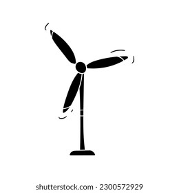 Wind generator turbine silhouette vector illustration. Isolated on white background