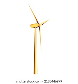 Wind generator turbine in the sunlight. Wind farm for renewable energy production. Ecology environmental background. Clean sustainable energy concept. Vector illustration.