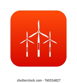 Wind generator turbines icon digital red for any design isolated on white vector illustration